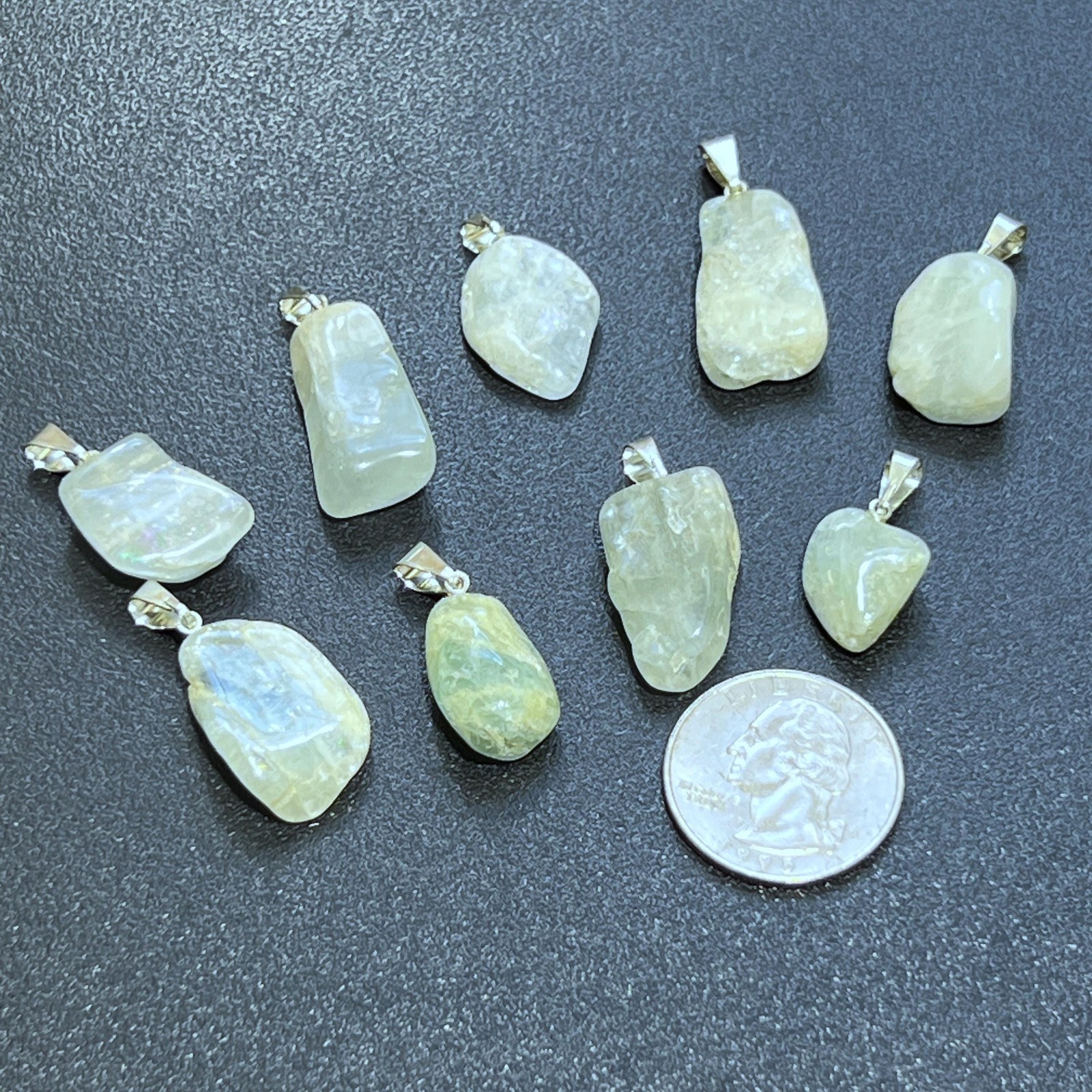 Blue Aquamarine Tumbled Crystal Pendant (Silver Bail) Genuine Brazil Mineral