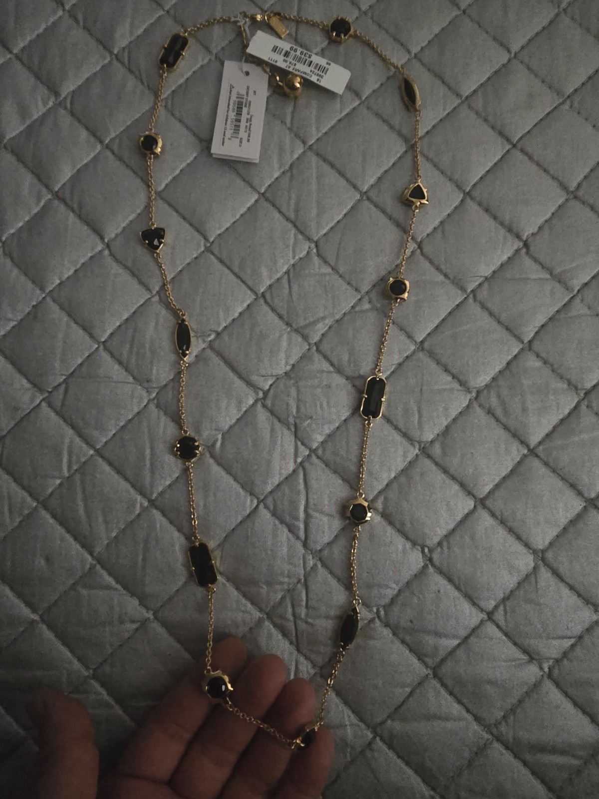 kate spade new york Gold Tone Black Crystal Station Necklace O0RU1239