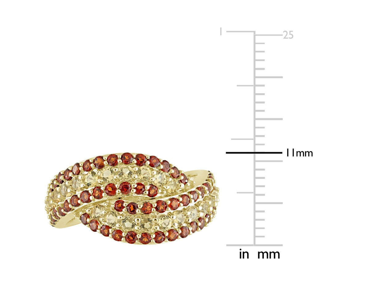 2.12 Carat (ctw) Citrine and Garnet Ring in Yellow Plated Sterling Silver