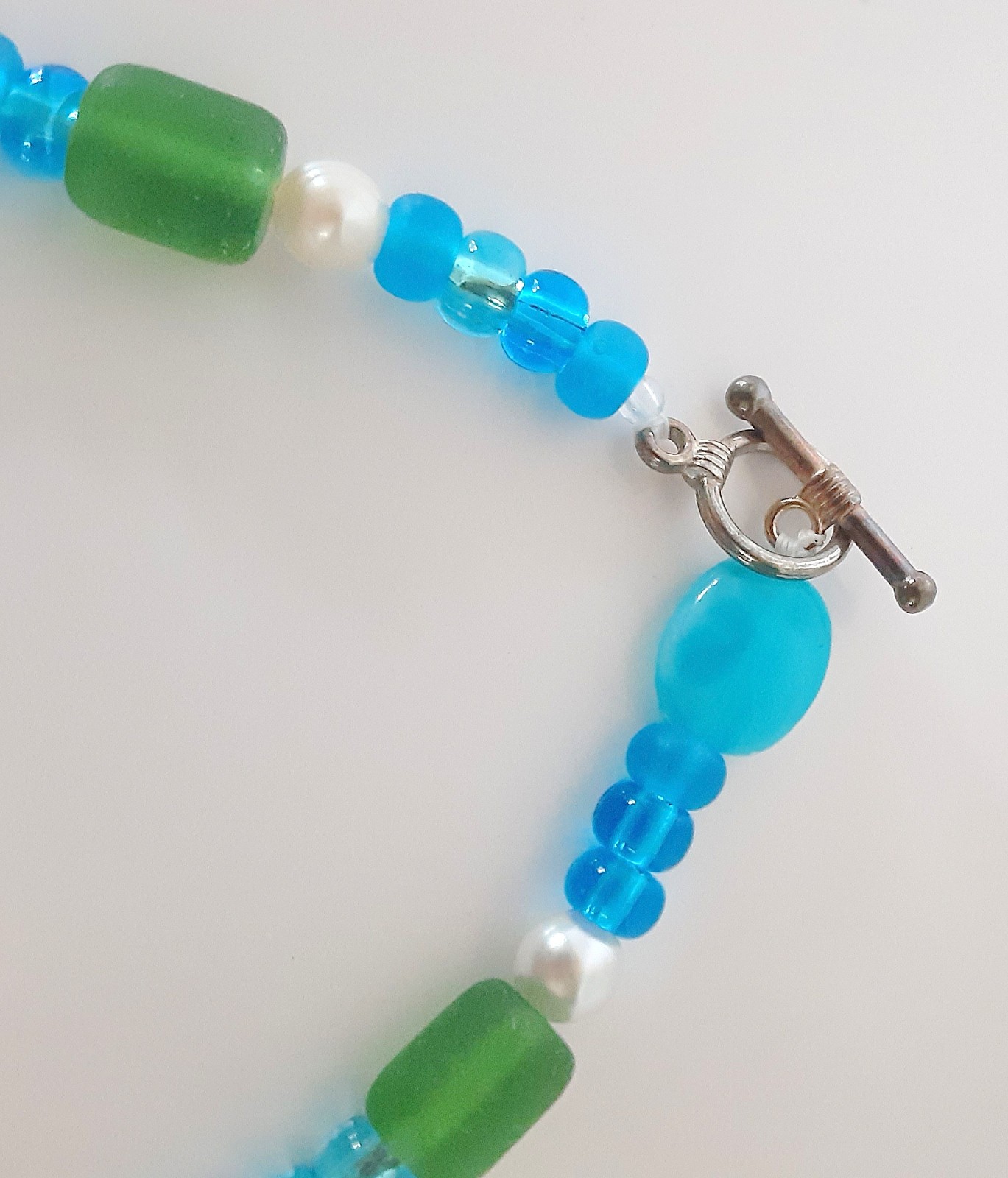 Handmade Sister Friends Sea Glass Nautical Charm Beaded Ankle Bracelet Set (Two)