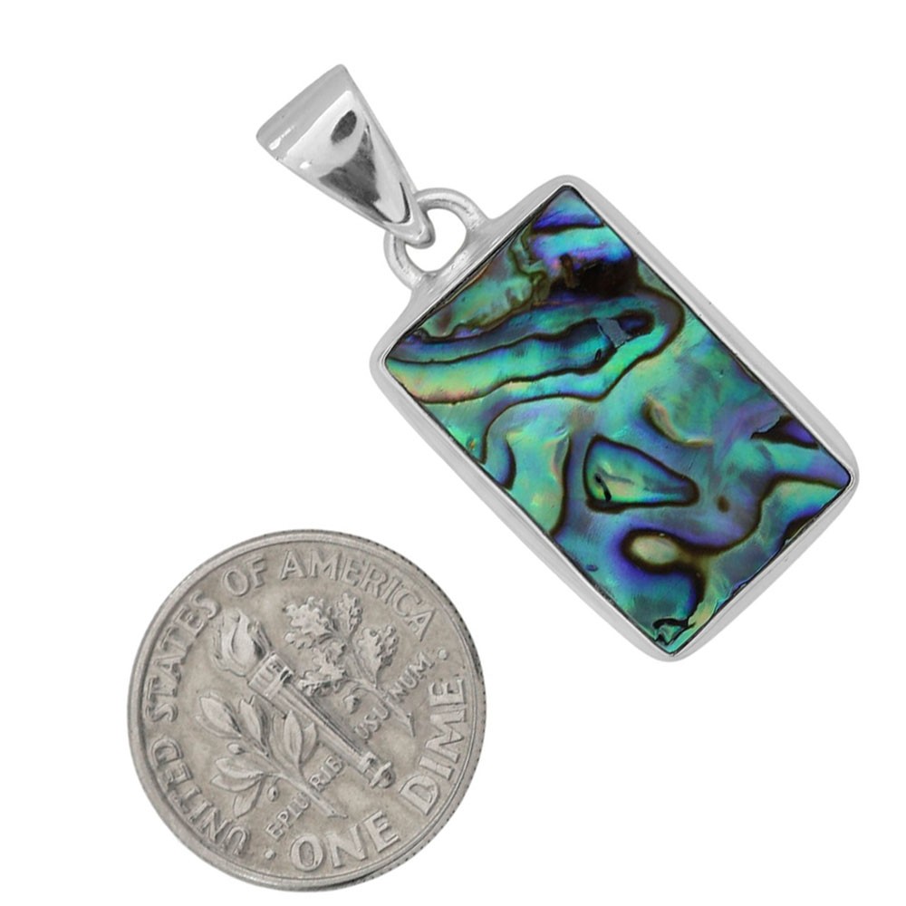 Natural Copper Abalone Shell 925 Silver Plated Pendant Jewelry WP99-10053