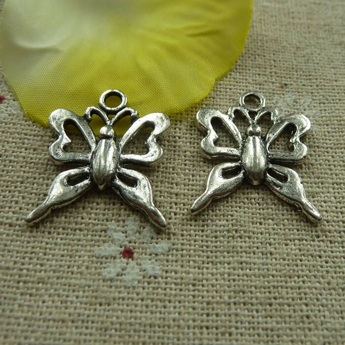 Free Ship 84 pcs tibetan silver butterfly charms 24X19mm L-4001