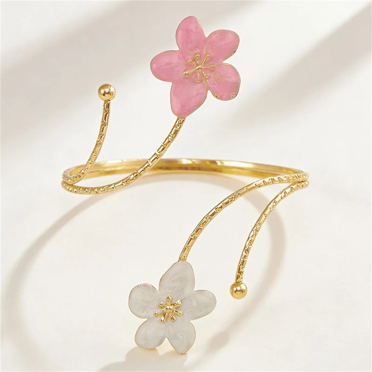 Women’s Boho Metal Flower Upper Arm Bracelet Vintage Punk Spiral Armlet Jewelry