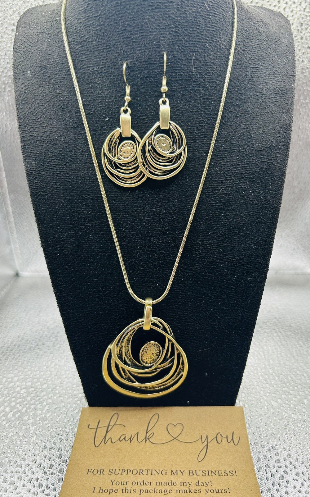Antique gold Tone bohemian metal Necklace and earrings set