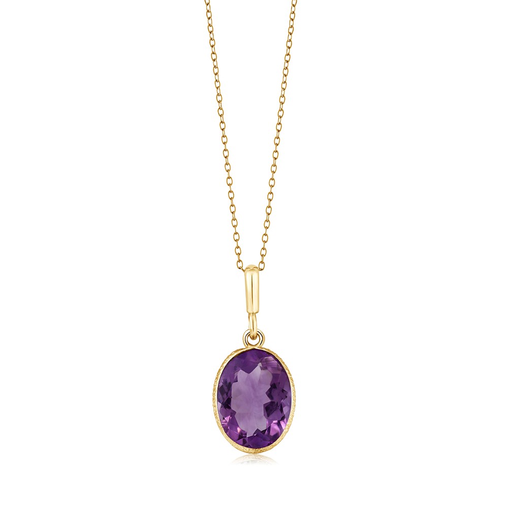 15.00 Ct Amethyst 14x Oval 18K Yellow Gold Plated Silver Jewelry Set 18″ Chain