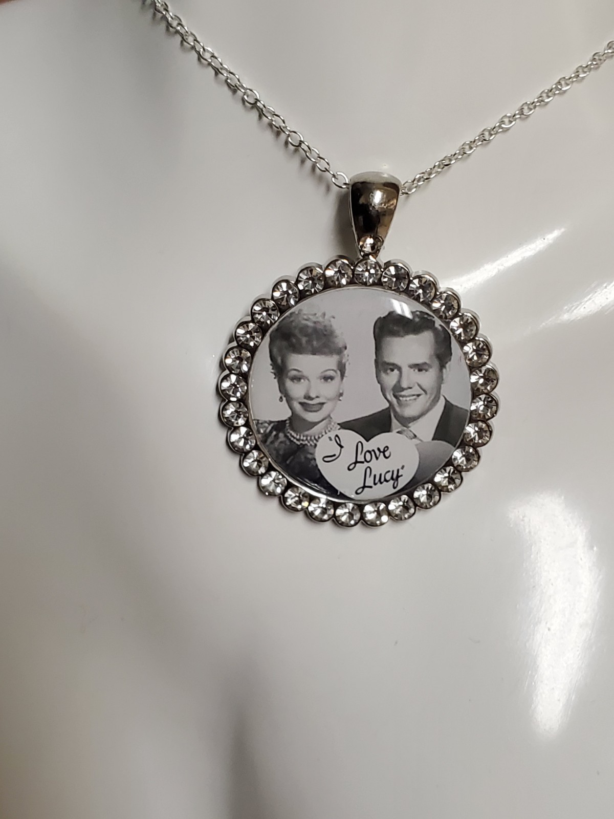 I Love Lucy Television Show 925 Silver necklace Pretty w/ rhinestones Ricky