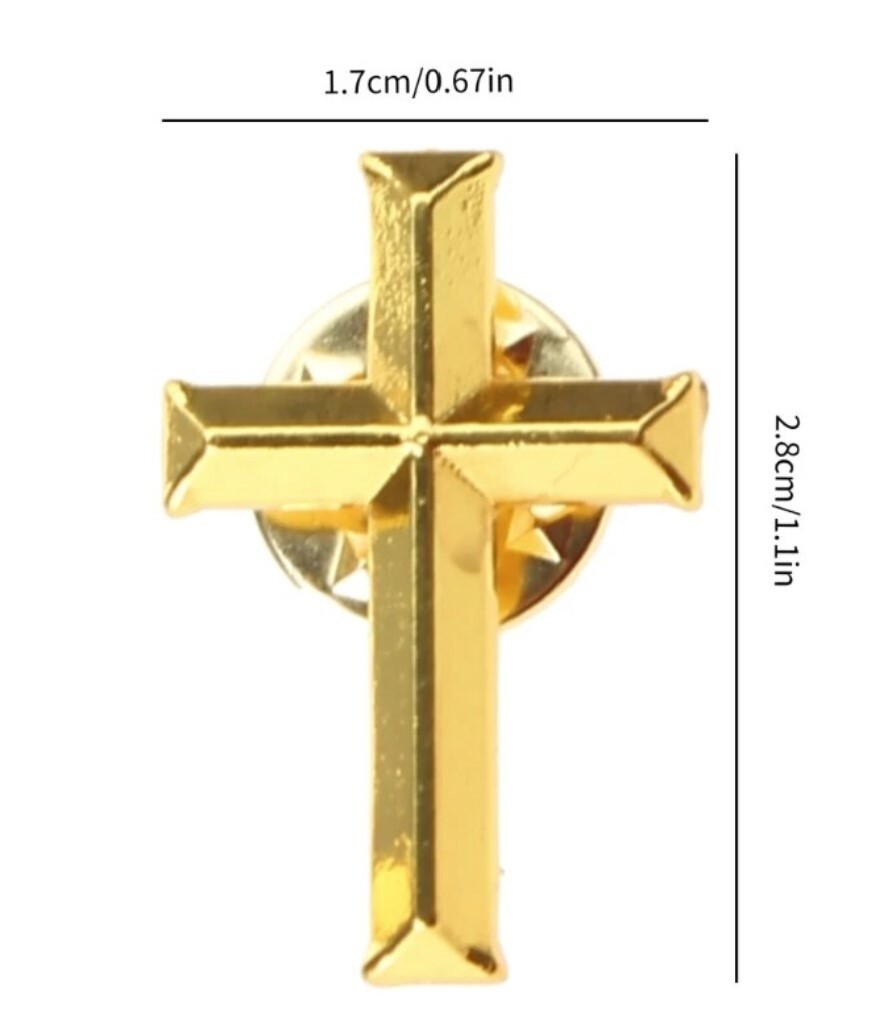 Alloy Gold Cross Lapel Pin 28 x17 mm