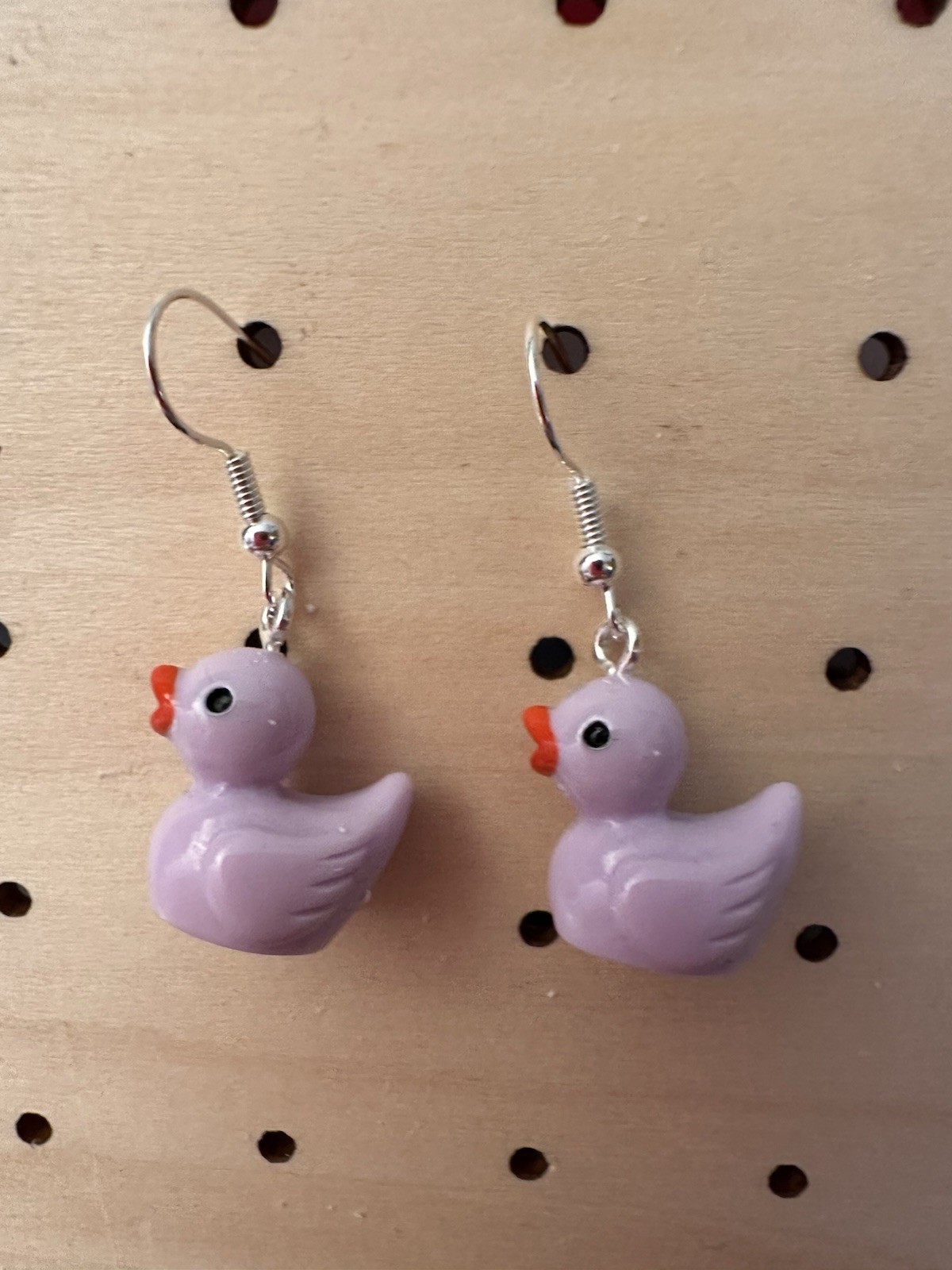 Lavender Duck Earrings – Cute Rubber Duck Drop Earrings