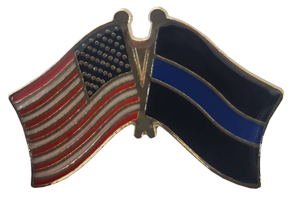 Pack of 24 USA & Thin Blue Line Police Friendship Motorcycle Hat Cap Lapel Pin