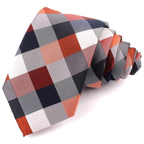 Mawjom Men Women Neckties Fashion Polyester Plaid Ties for Party Orange