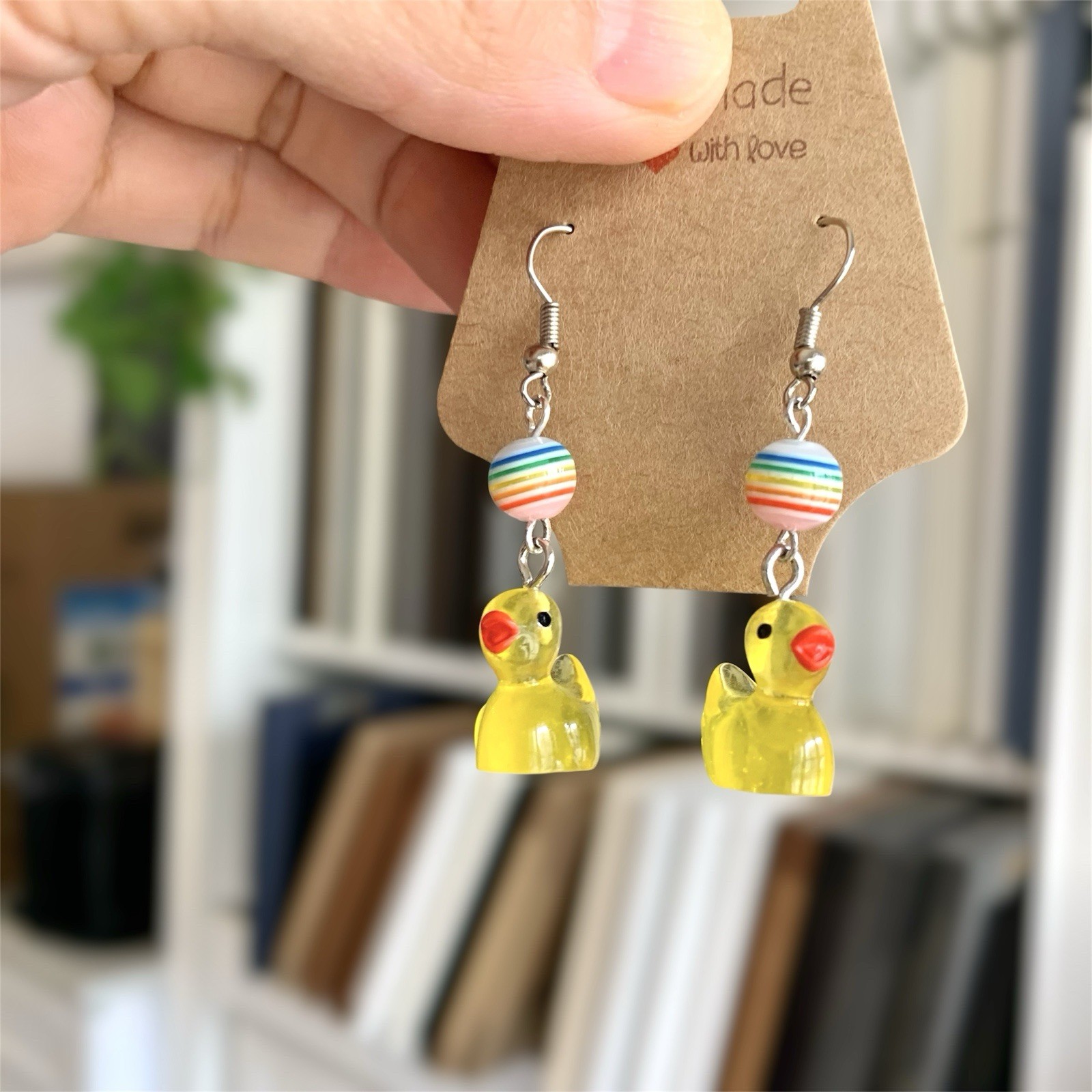 NEW Yellow Duck Dangle Earrings