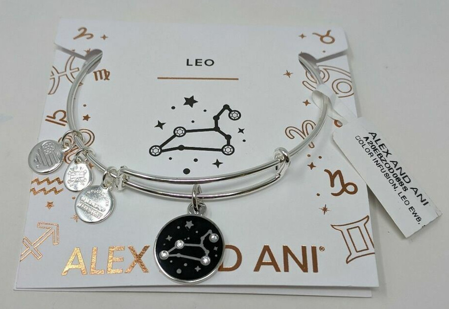 Alex & Ani Leo Charm Bangle, Size 2″ – 3.5″ – Shiny Silver