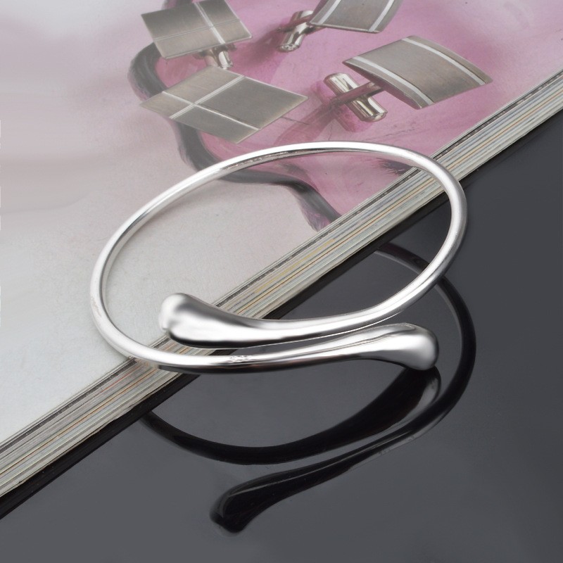 1/2x Women Silver Charm Bracelet Handmade Open Adjustable Cuff Bracelets Bangles