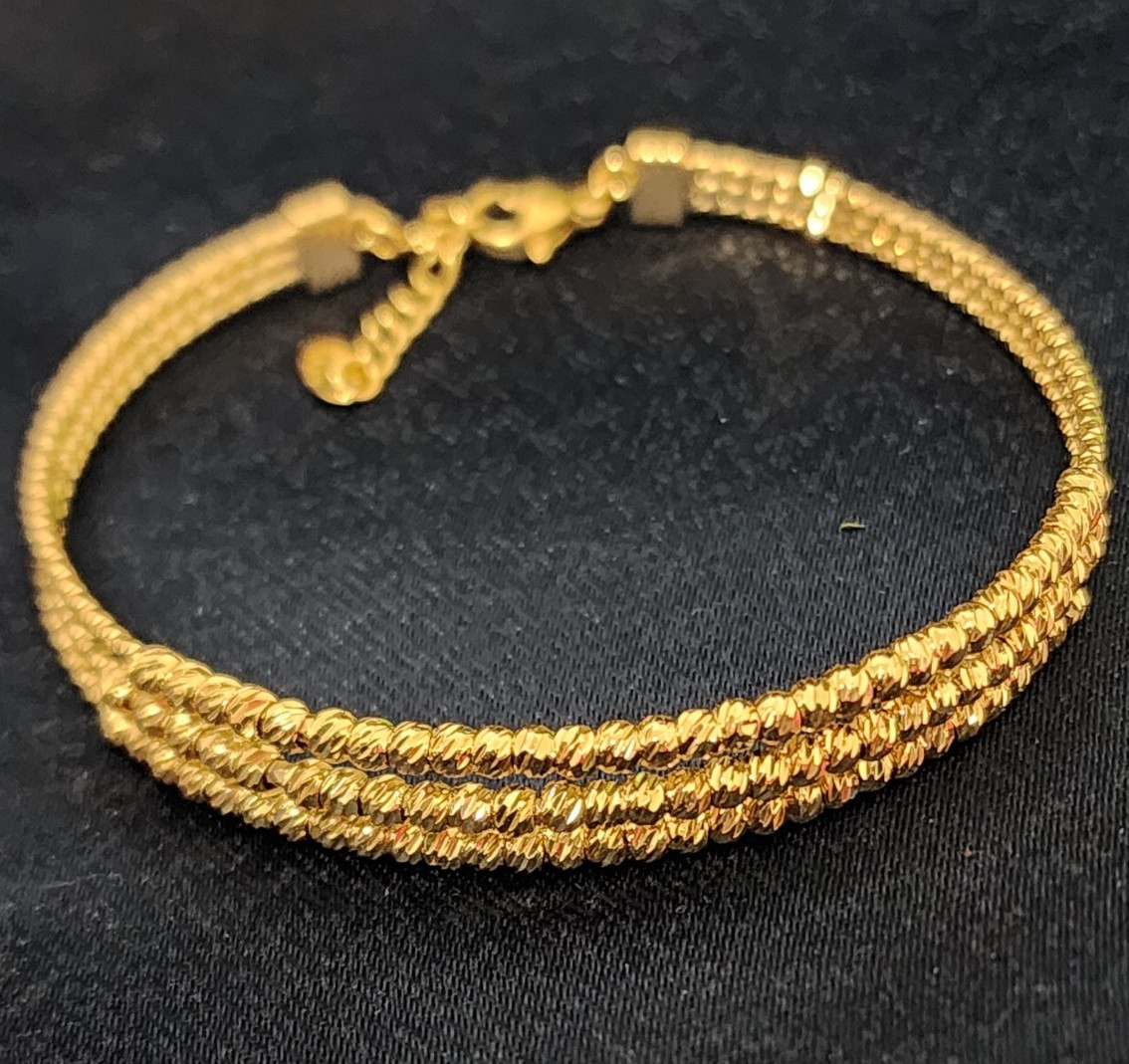 Gold Tone Triple Rope Multi-Strand Chain Bracelet, Lobster Clasp