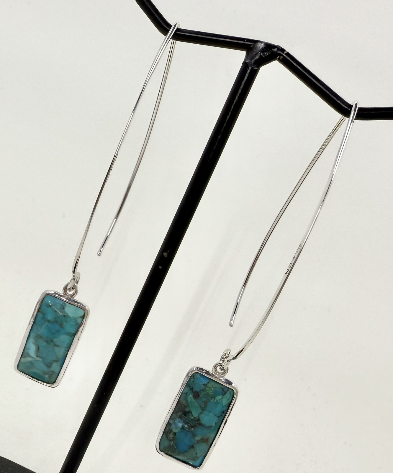 SILPADA W3379 STERLING 925 COMPRESSED TURQUOISE OASIS THREADER EARRINGS (T580)