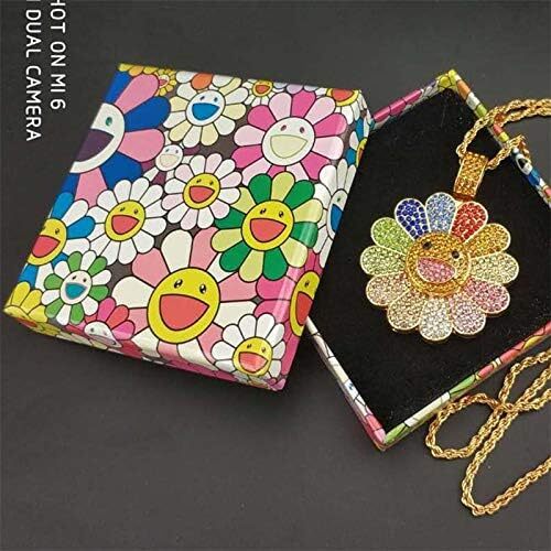 Sunflower Colorful Necklace Murakmi Sunflower Rotatable Pendant Necklace