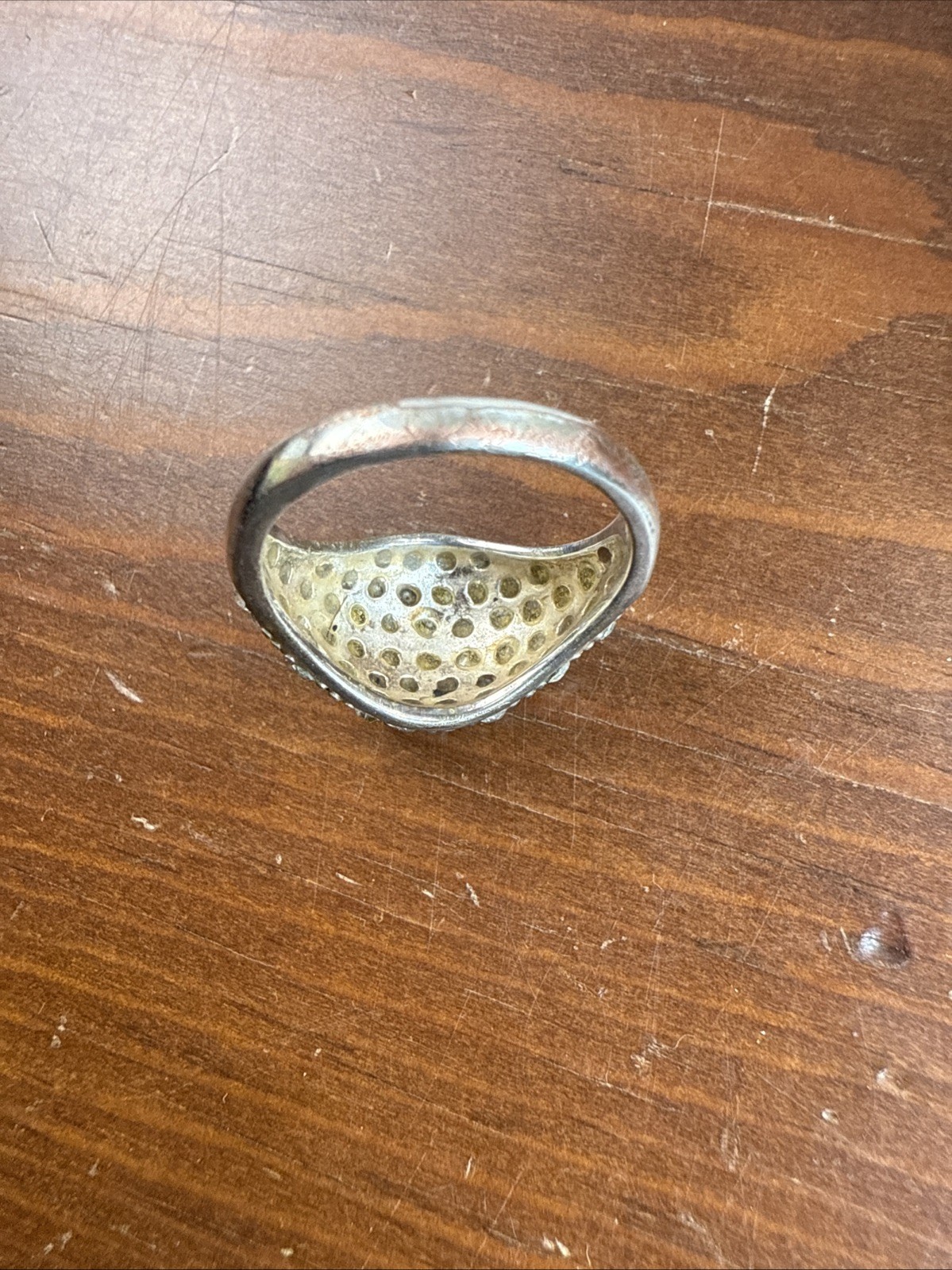 Silver PLATED Pave Set Crystals Banded Cluster Cocktail Ring Size 6.75