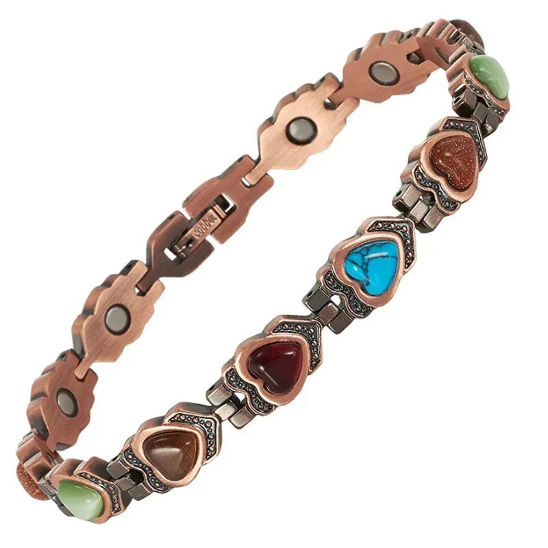 3500 Gauss Magnetic Copper Bracelet Colorful Heart for Women Pain Relief – USA