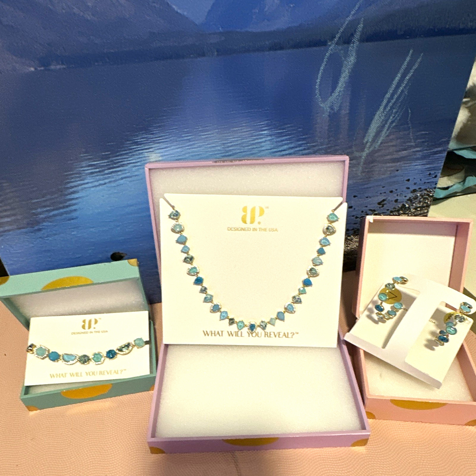 BP Jewel Candy Santa Fe Dreams earrings, necklace and bracelet set. Gold