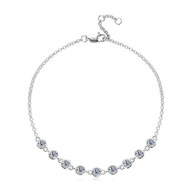 925 Sterling Silver Gold Plated Bezel Set Round Shape Moissanite Tennis Bracelet