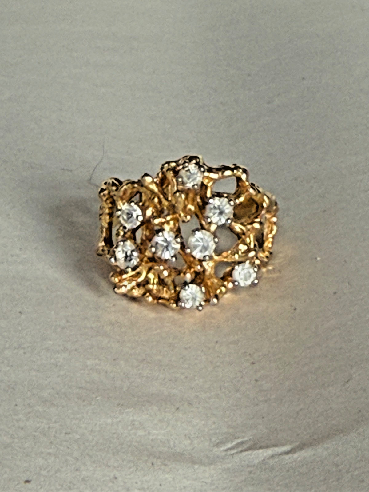 Gold Tone Faux Diamond Costume Jewelry -Ring Size 10.5