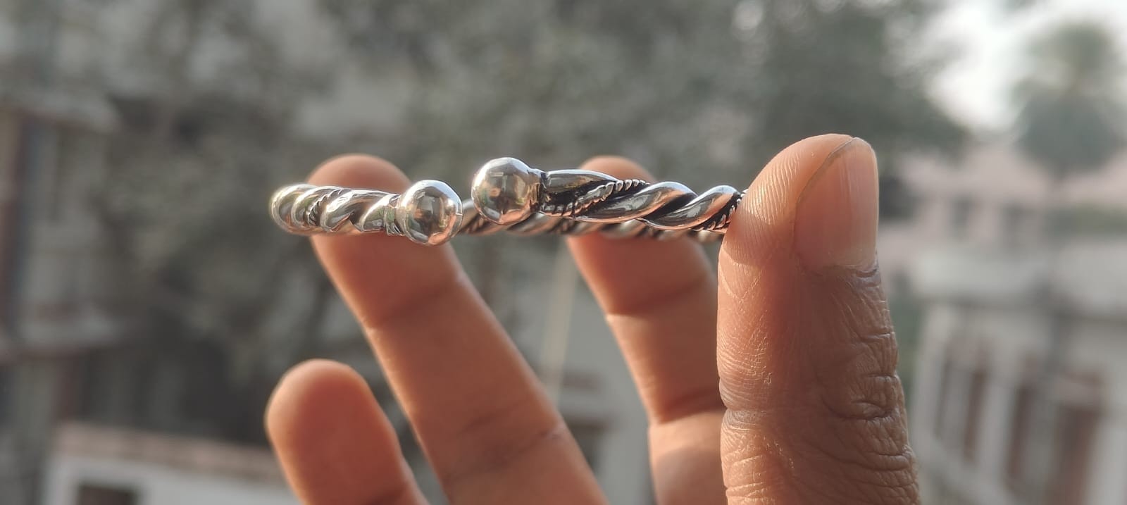 Handmade Twisted Silver Open Cuff Bangle, Minimal Rope Design Bracelet,
