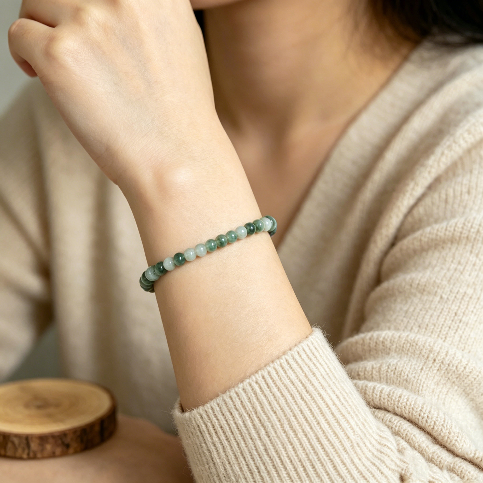 4mm Moss Agate Stretch Bracelet Natural Green Healing Crystal
