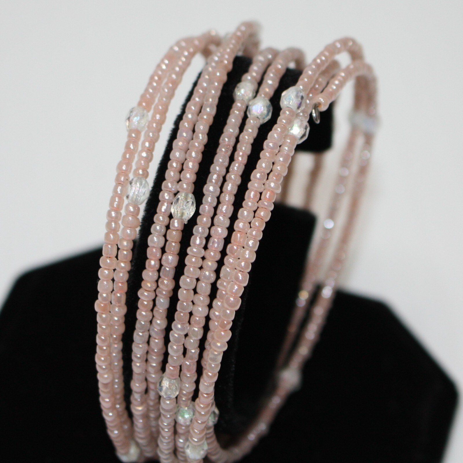 Blush Pink Beaded Multi-strand Wrap Bracelet NWOT
