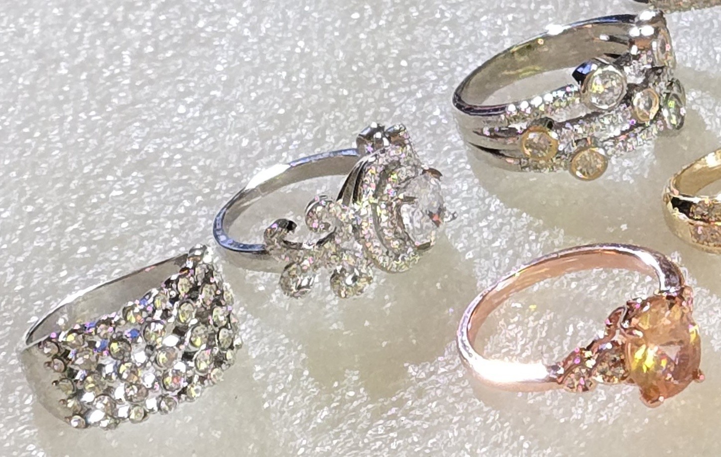 Blingy RHINESTONES Metal Cocktail Fancy Rings Lot Sizes 6-10.5