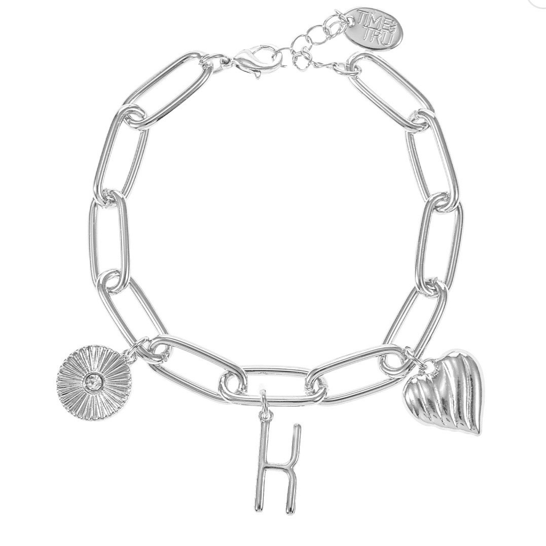 Time and Tru Silvertone Initial Charm Bracelet Initial “K”