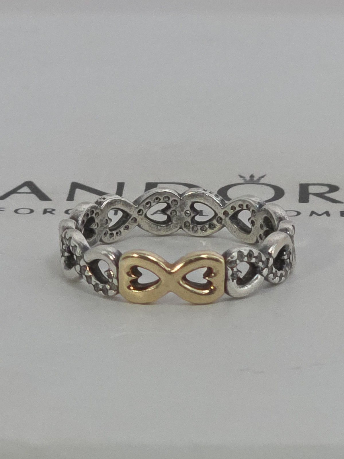 Pandora Sterling Silver/14K/CZ Infinite Love Ring US 6.0 EU 52 #190948CZ
