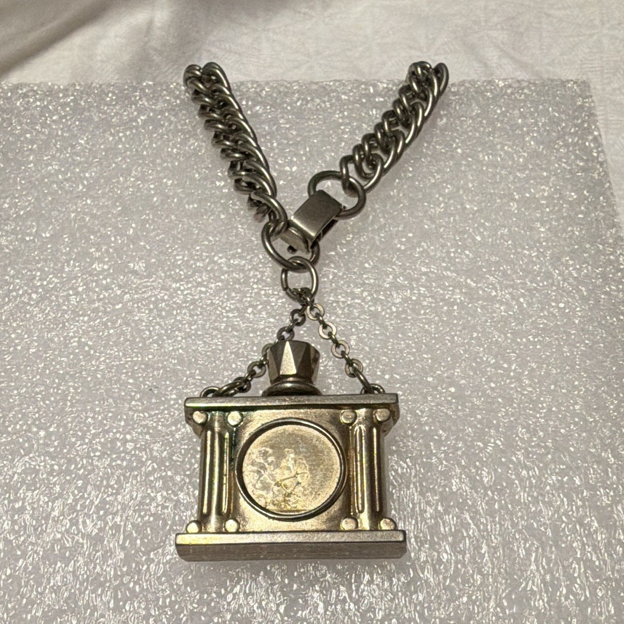 Vintage Miniature Perfume Bottle Bracelet Silver Tone Chunky Chain Scent Vial