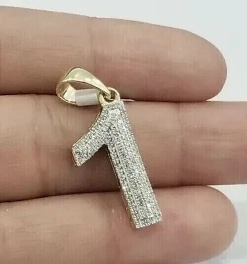 1.50Ct Round Cut Simulated Diamond 1 Number Pendant In 14K Two-Tone Gold Plated