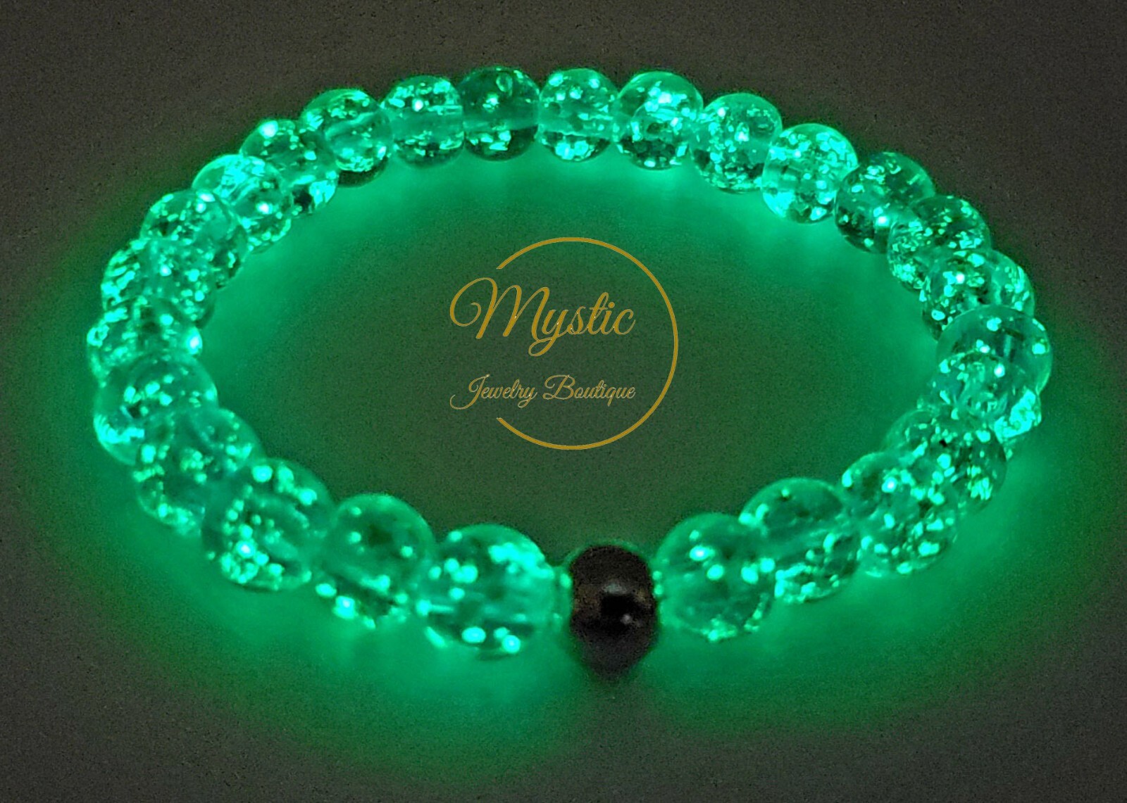 Mystic Firefly bracelet lampwork luminous glass glow in the dark Made in the USA