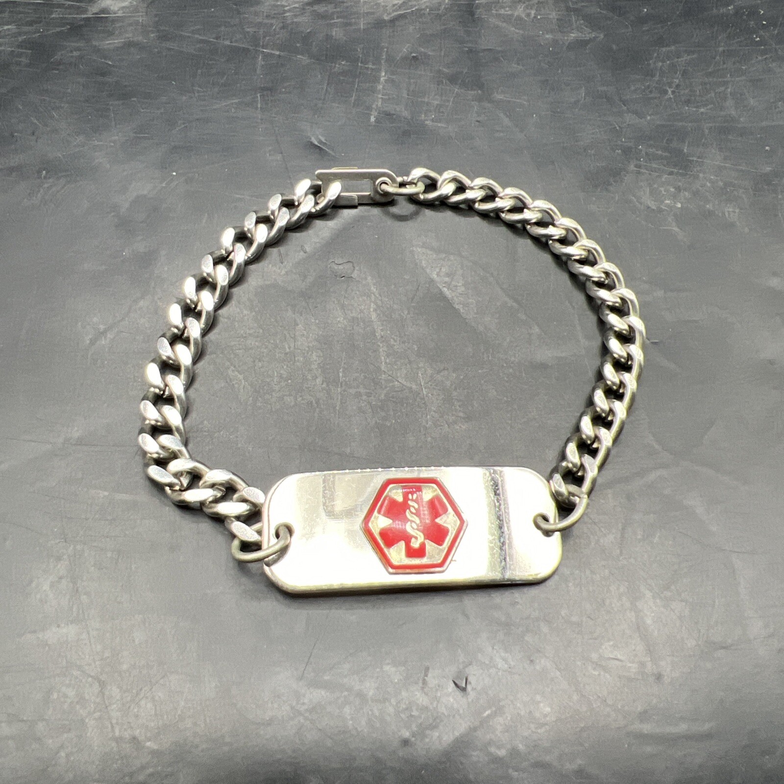 7″ Steel Mariner Link Chain Medical ID Alert Bracelet “Diabetic”