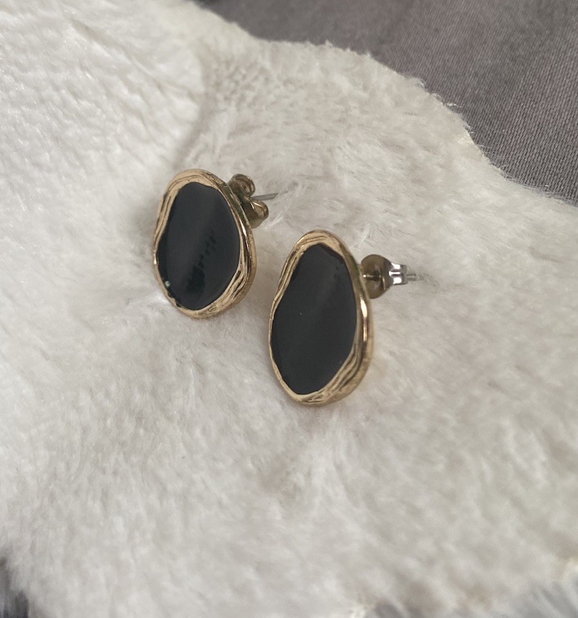 Black And Gold Tone Earrings