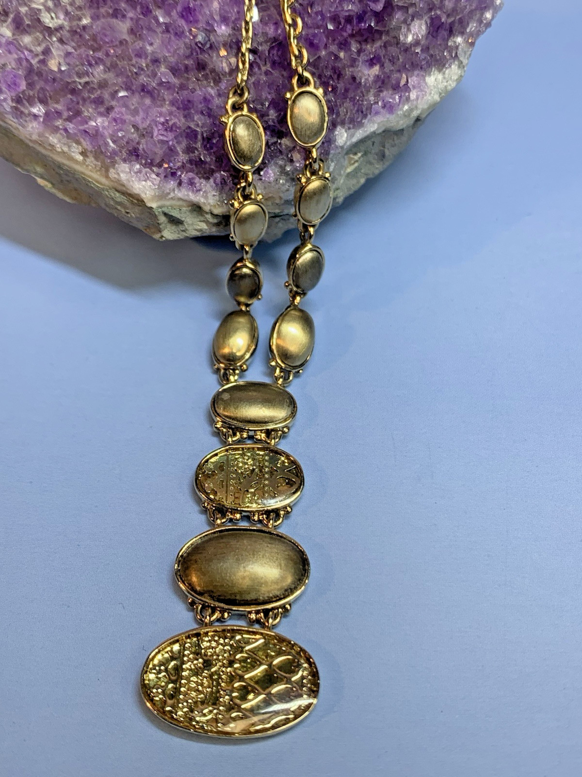 Simple and Elegant Brushed Vintage look Gold Tone Multi drop 16″-19″ Necklace