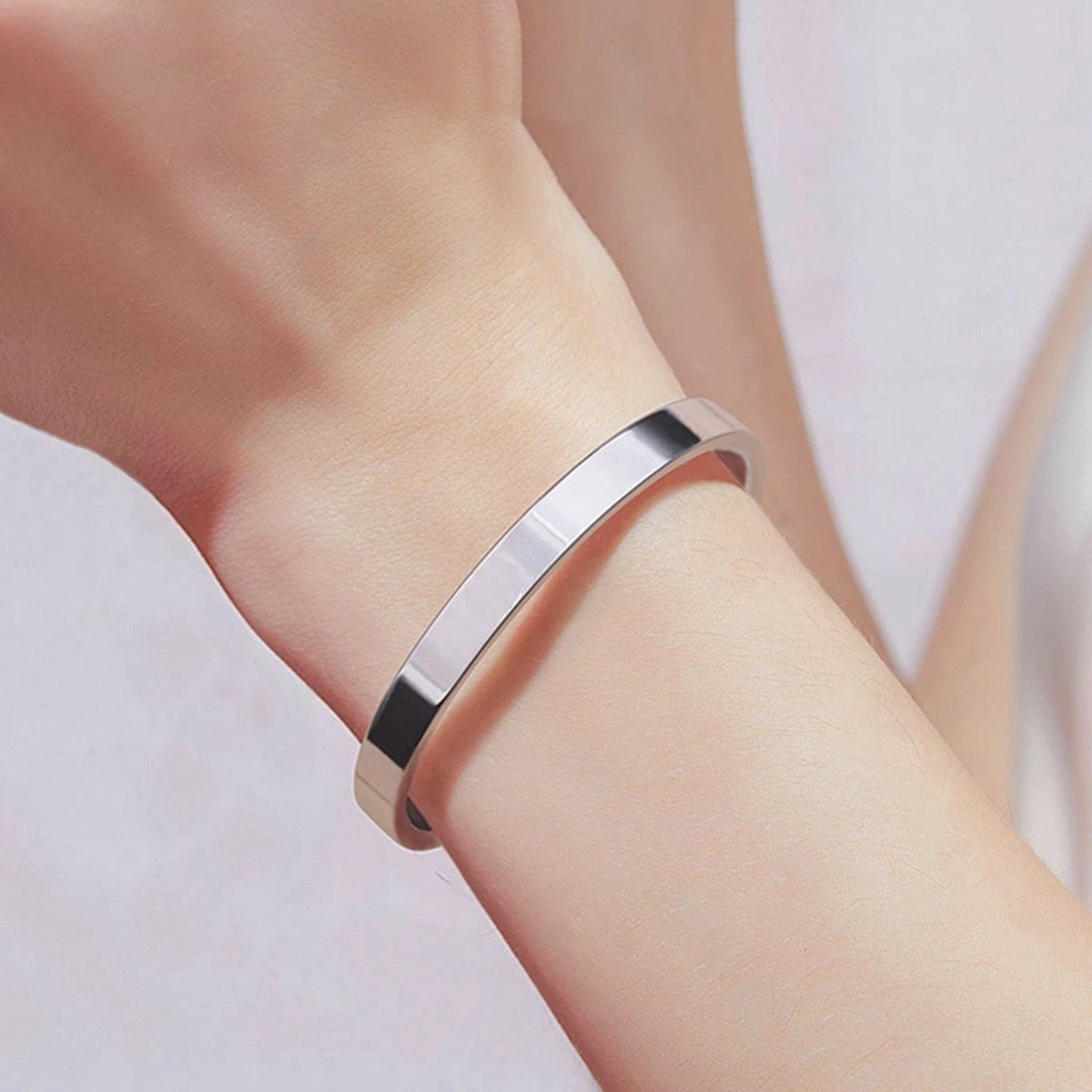 Stainless Steel Mens Cuff Bracelet 6mm Cool Open Metal Cuff Bangle Men Women USA