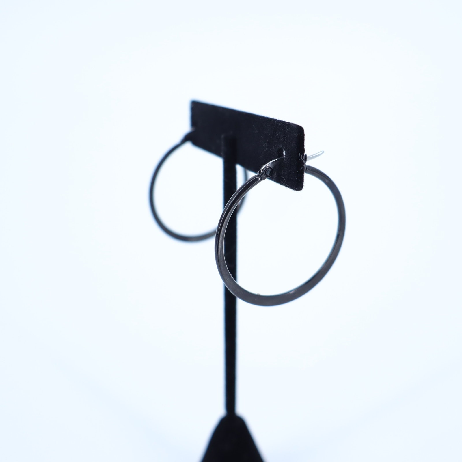 CHISEL Stainless Steel Black Tapered Hoop Earrings 60mm
