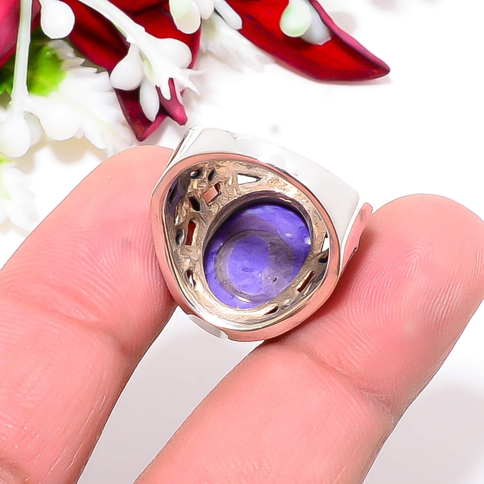 Purple Charoite 925 Sterling Silver Ring S.7 R122313