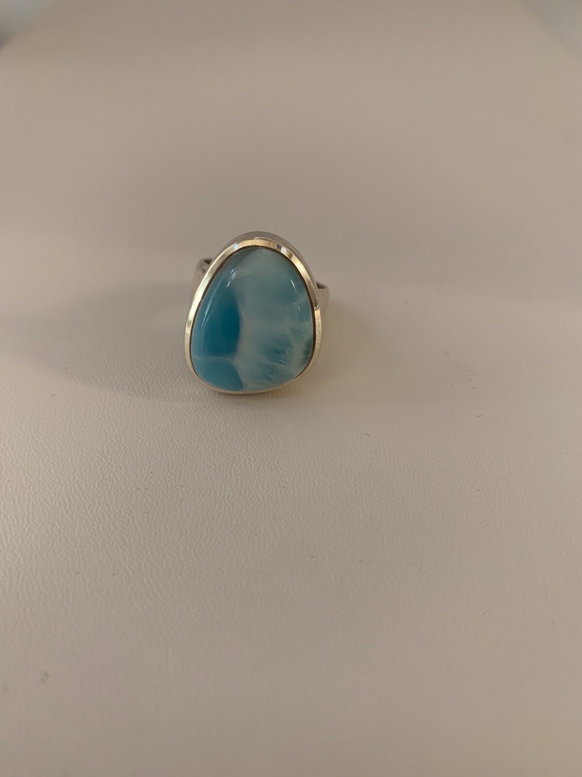 Larimar 925 Sterling Silver Design Ring Size 8 J.640