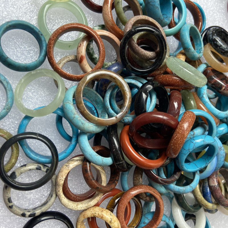 20pcs Wholesale Ring Jewelry Natural Agate Gemstone Mix Colorful Rings Lots