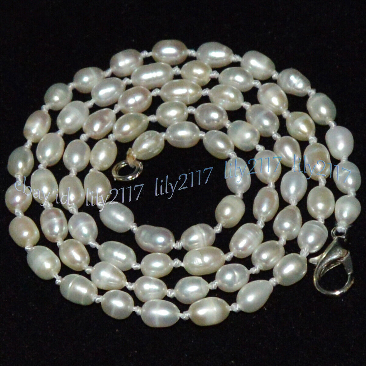 Small 4-5mm Genuine Natural White Freshwater Rice Shaped Pearl Necklace 14-50”