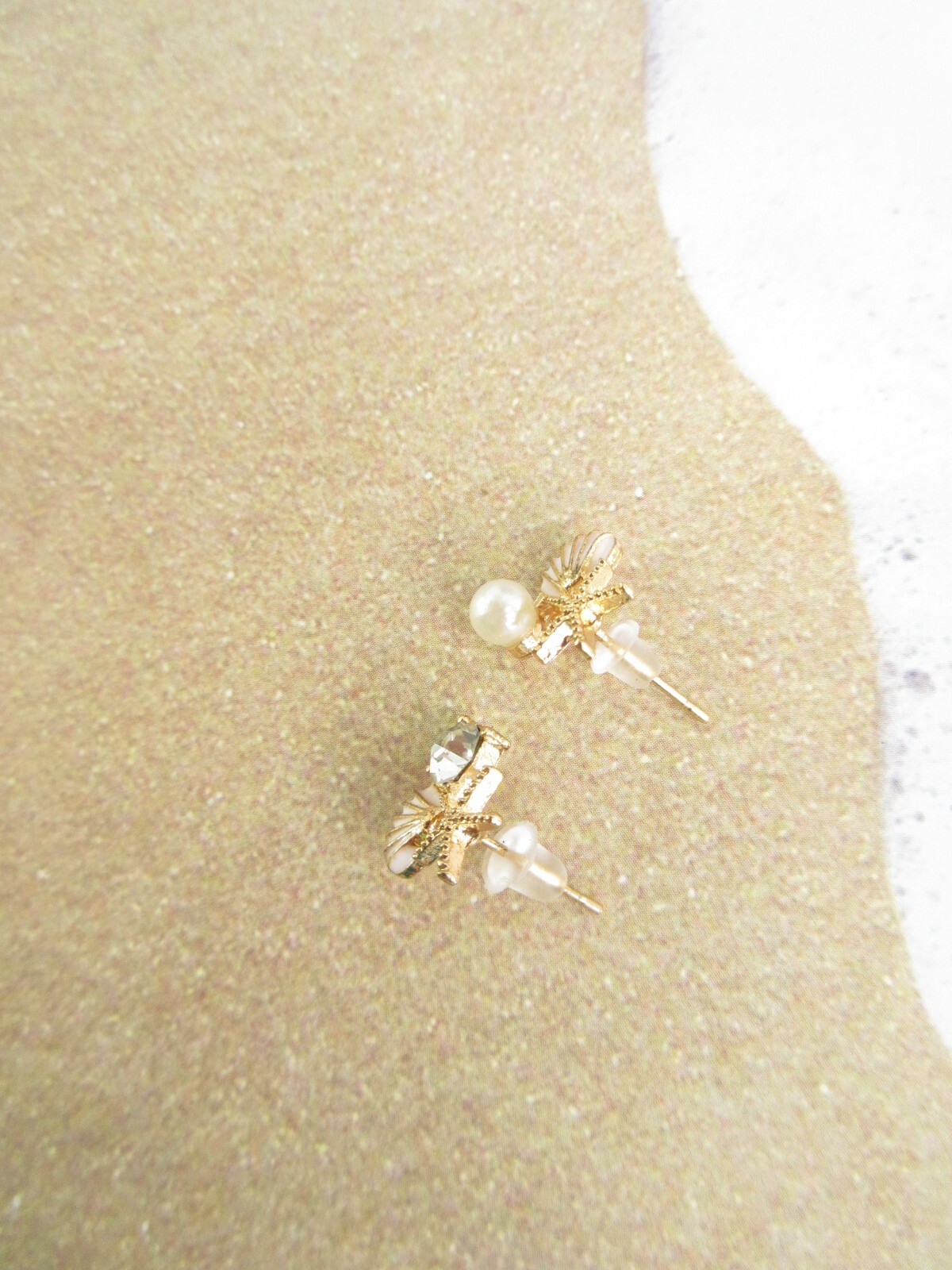 Dainty Seashell Earrings Starfish Rhinestone Pearl Pierced Beach Jewelry Pretty