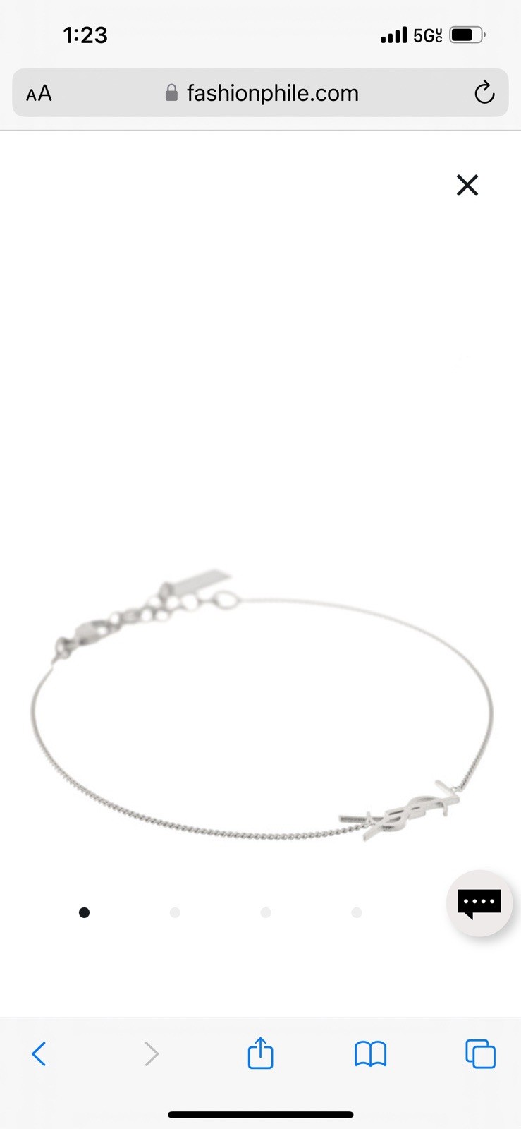 YSL Saint Laurent Opyum Charm Bracelet Chrome Metal $395 in Saks Size M NWT