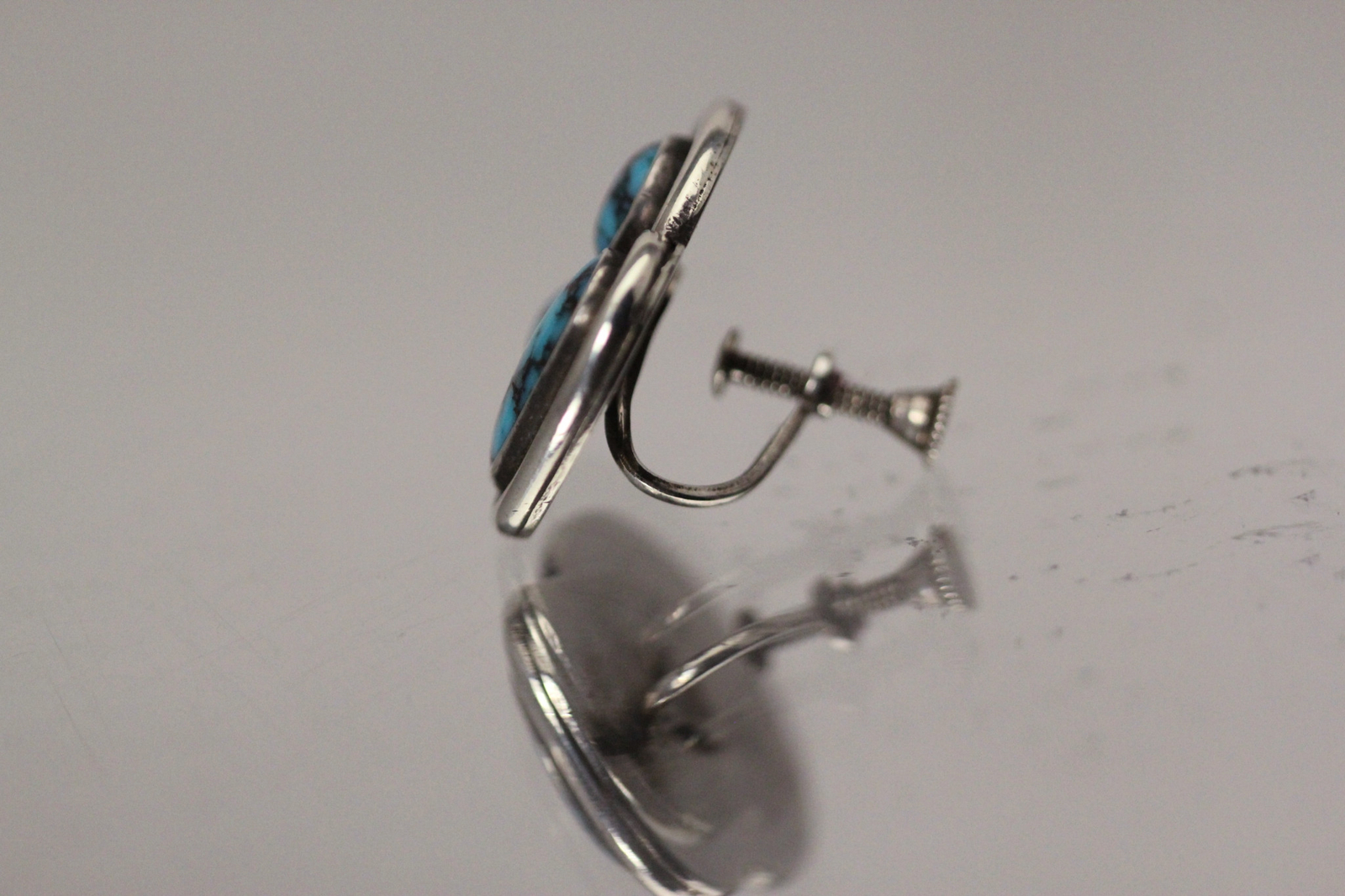 925 Sterling Silver Non-Pierced Screw-back Blue Stone Earrings 9.1 G (EAR5400)