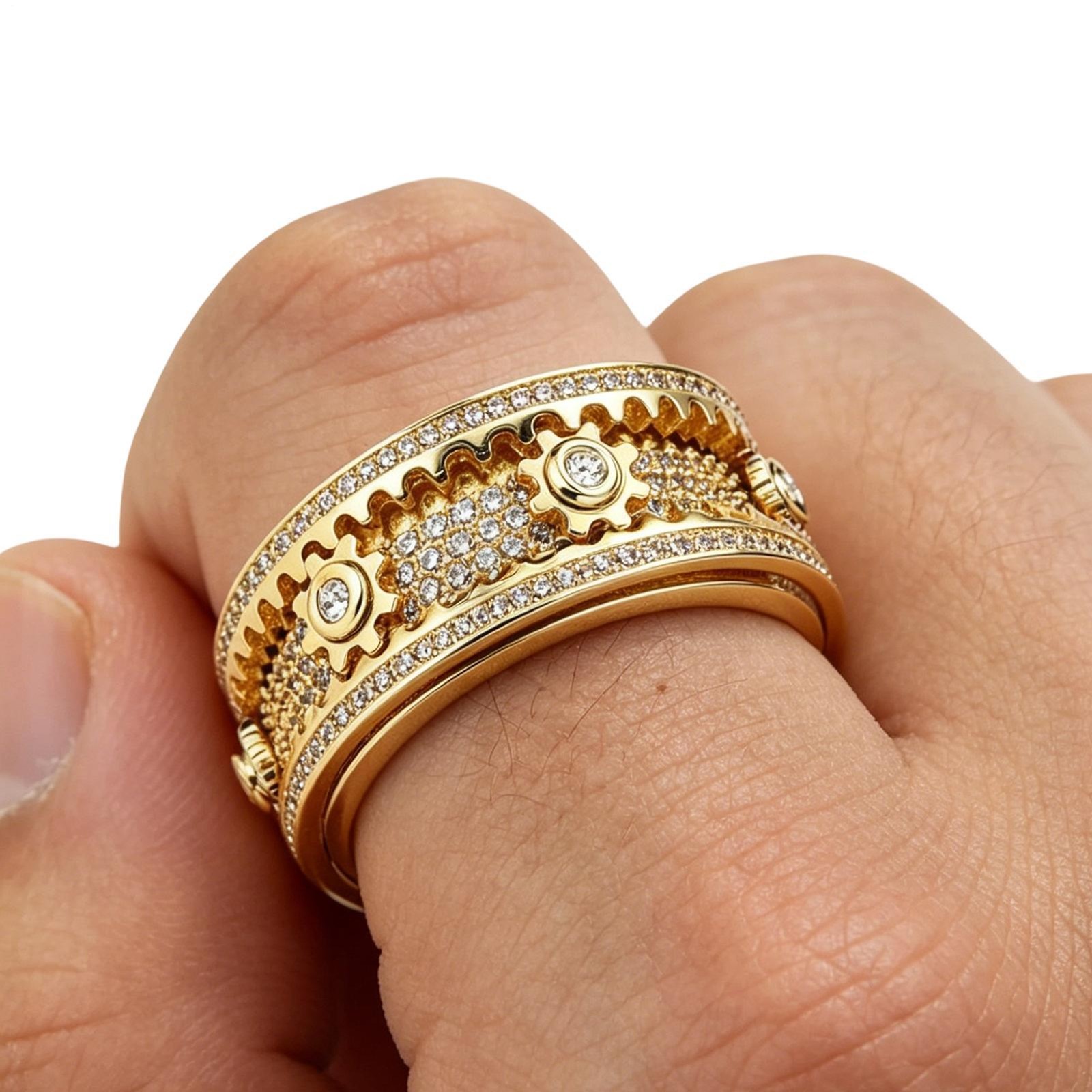Gear Spinner Ring Mechanical Design for Men Women Anxiety Relief Band Style