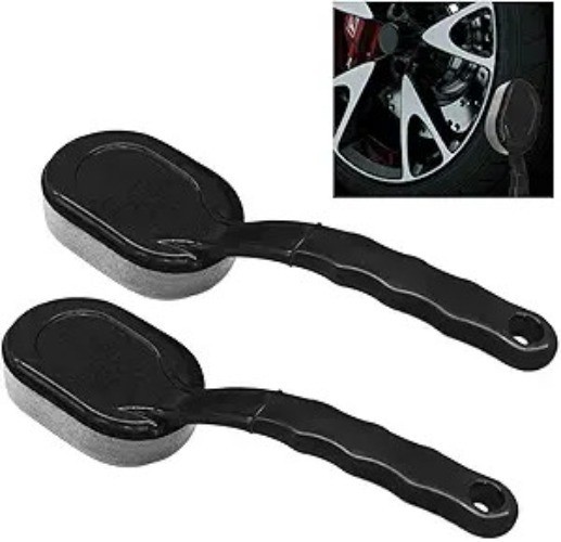 2-Piece Tire Shine Applicator Brush with Detachable Foam Pad and Cu Size: 2PCS
