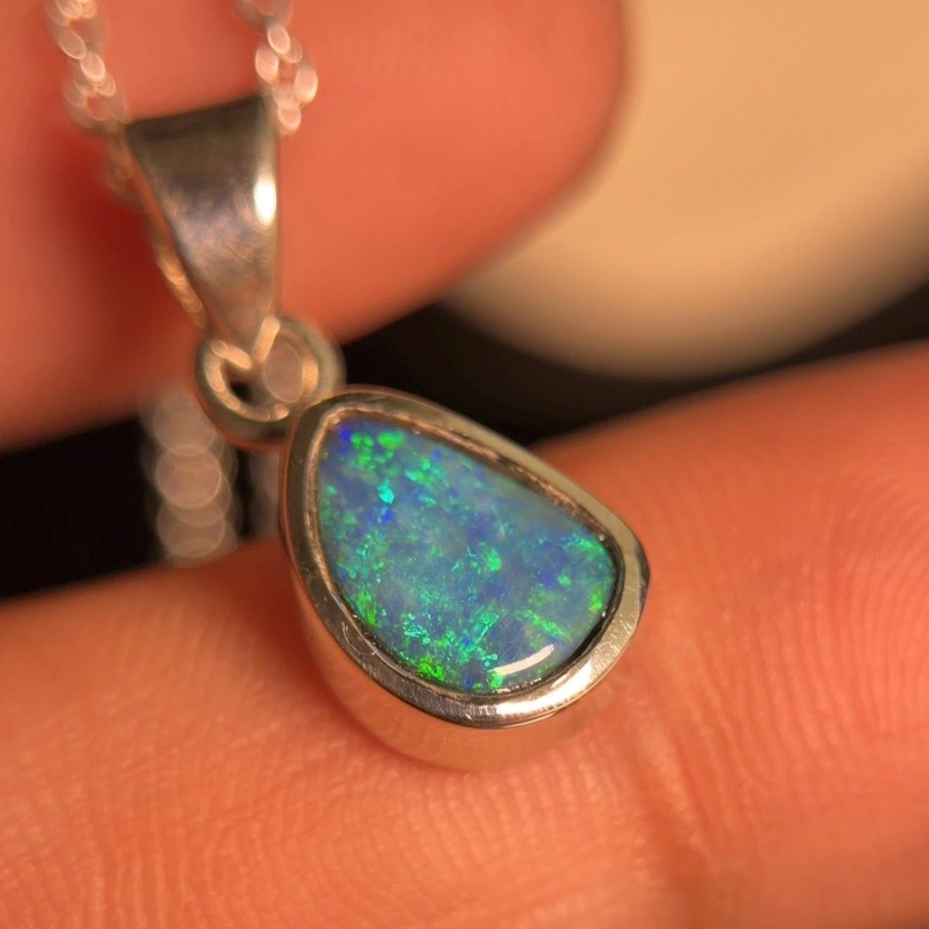 Australian Fire Opal Pendant Necklace, Handmade 925 Sterling Silver Jewelry