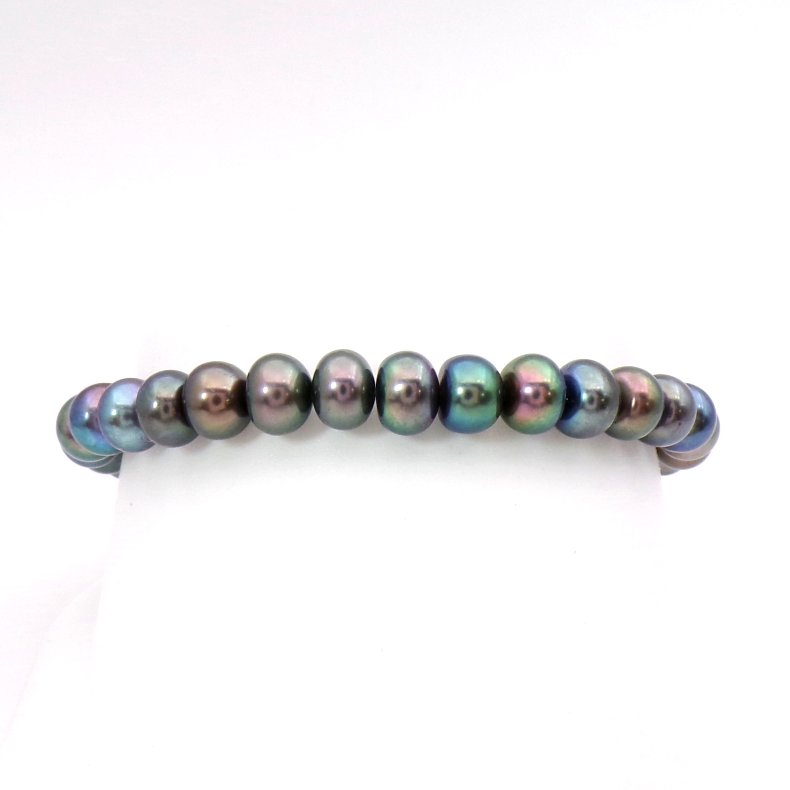 Peacock Gray Freshwater Pearl Stretch Bracelet New 7mm 6.5 to 8in